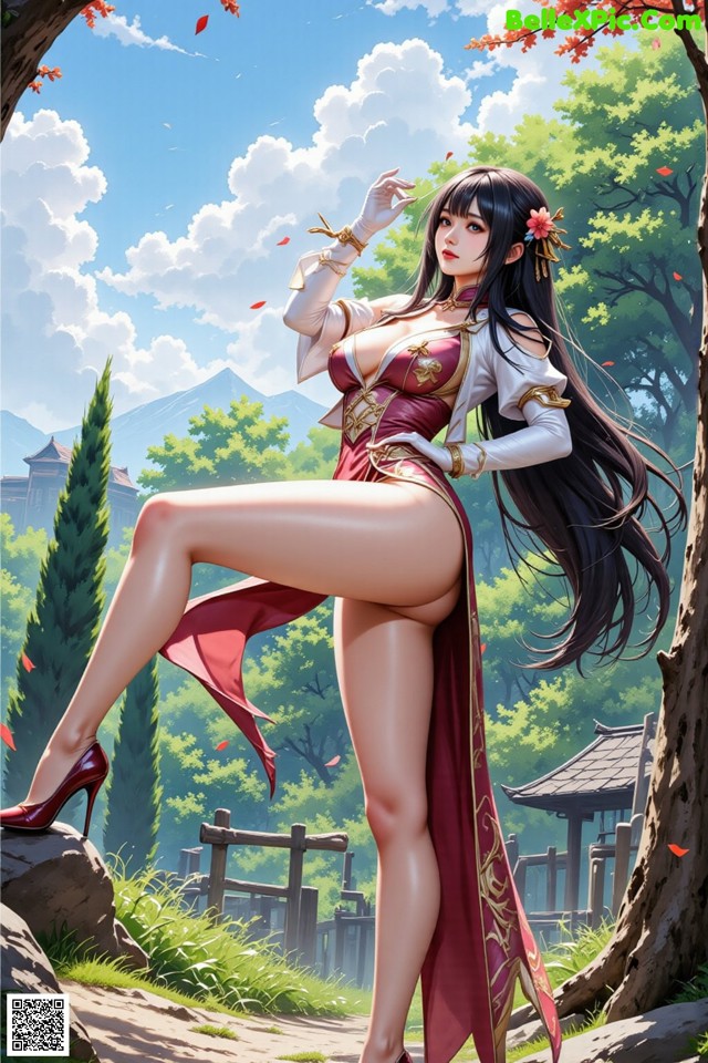 Hentai - The Frozen Elegance That Melts Starlight Set.2 20250106 Part 13 No.043963 A woman in a red and white outfit is posing for a picture.