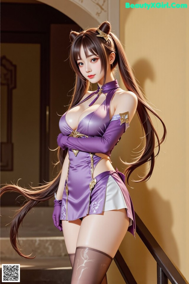 Hentai - Sovereign of Lightning in Exquisite Garb Set.1 20250125 Part 16 No.fb2fa6 A woman in a purple outfit is posing for a picture.