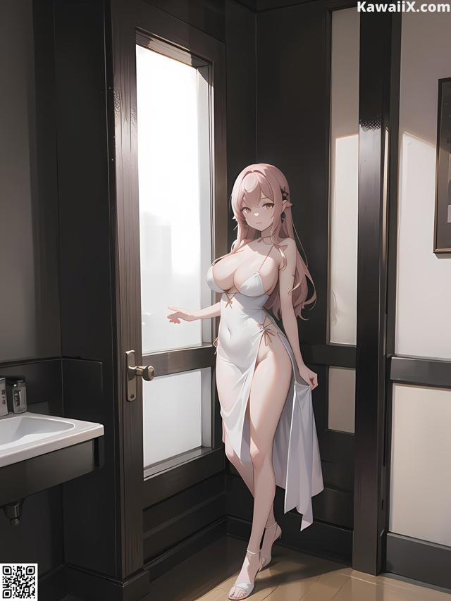 Hentai - 华彩繁花 Set 2 20230602 Part 9 No.609354 A woman in a white dress standing in a bathroom.