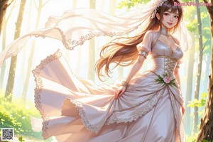 a woman in a white dress with a veil and a tia