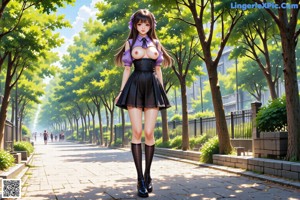 a sexy anime girl with big tits sitting on a bed